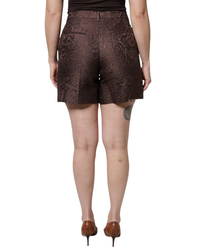 Dolce & Gabbana Brauner Brokat mit Blumenmuster und mittlerer Taille Mini Short