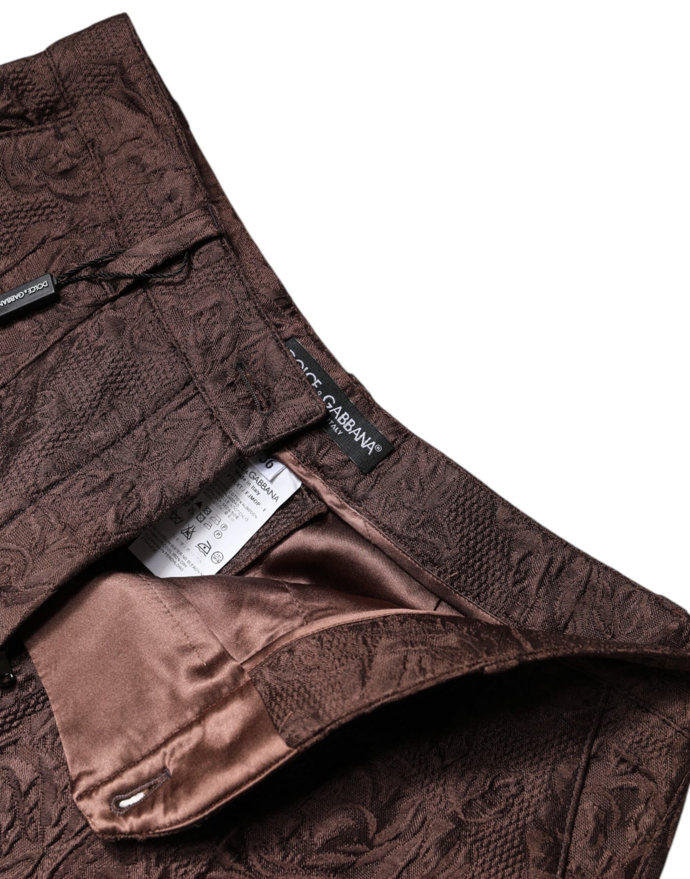 Dolce & Gabbana Brauner Brokat mit Blumenmuster und mittlerer Taille Mini Short