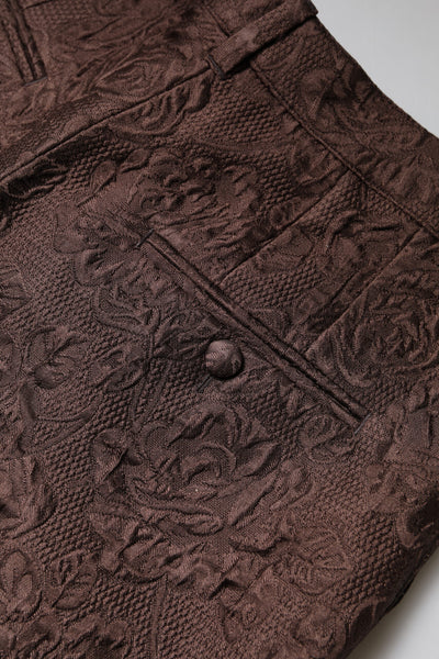 Dolce & Gabbana Brauner Brokat mit Blumenmuster und mittlerer Taille Mini Short