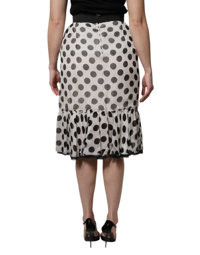Dolce & Gabbana Weiß Schwarz Polka Dots Knielanger Rock