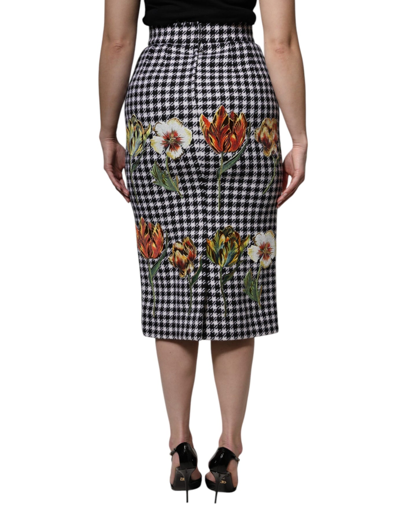 Dolce & Gabbana Mehrfarbiger Bleistiftrock mit Blumendruck und hoher Taille