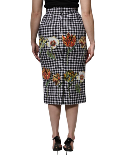 Dolce & Gabbana Mehrfarbiger Bleistiftrock mit Blumendruck und hoher Taille