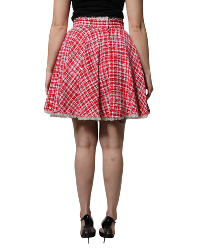 Dolce & Gabbana Rot Weiß Hohe Taille A-Linie Über dem Knie Rock