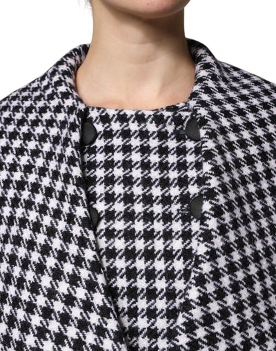 Dolce & Gabbana Schwarz Weiß Monochrom Gemusterte Floral Cape Jacke