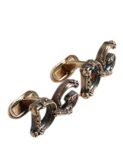 Dolce & Gabbana Goldfarbener 925 Sterling Silber DG Logo Manschettenknopf