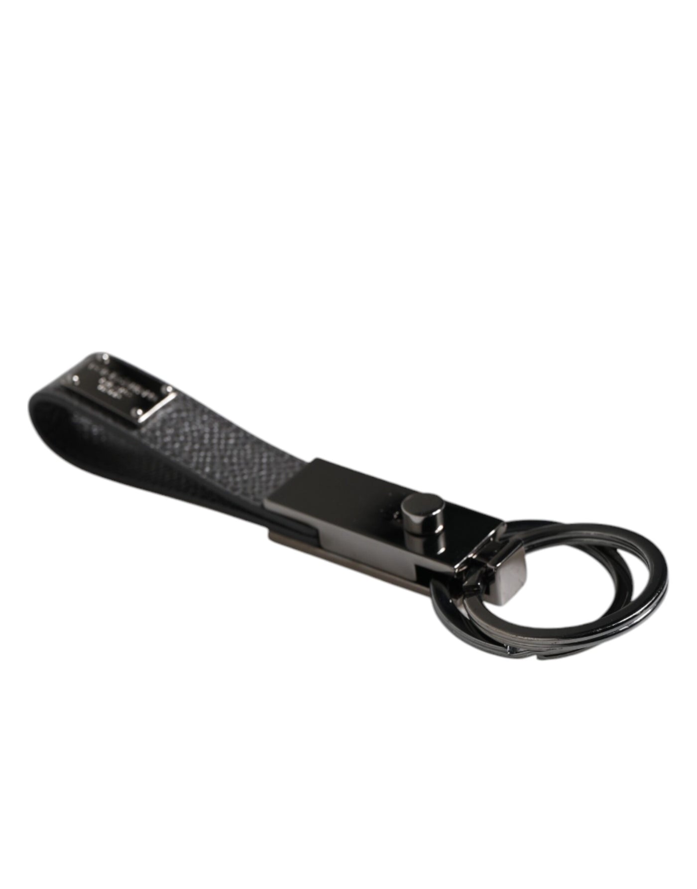 Dolce & Gabbana Braunes Leder DG Plaque Double Keyring Holder Schlüsselanhänger