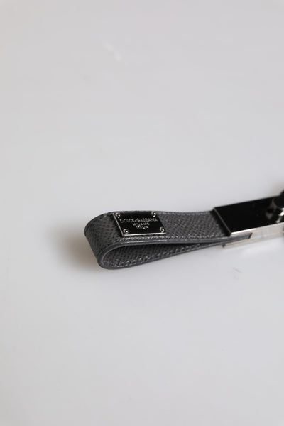 Dolce & Gabbana Braunes Leder DG Plaque Double Keyring Holder Schlüsselanhänger