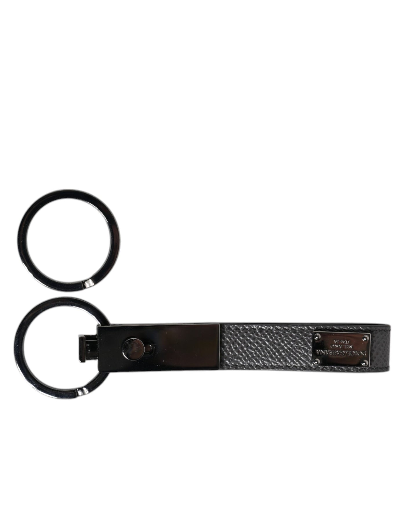 Dolce & Gabbana Braunes Leder DG Plaque Double Keyring Holder Schlüsselanhänger