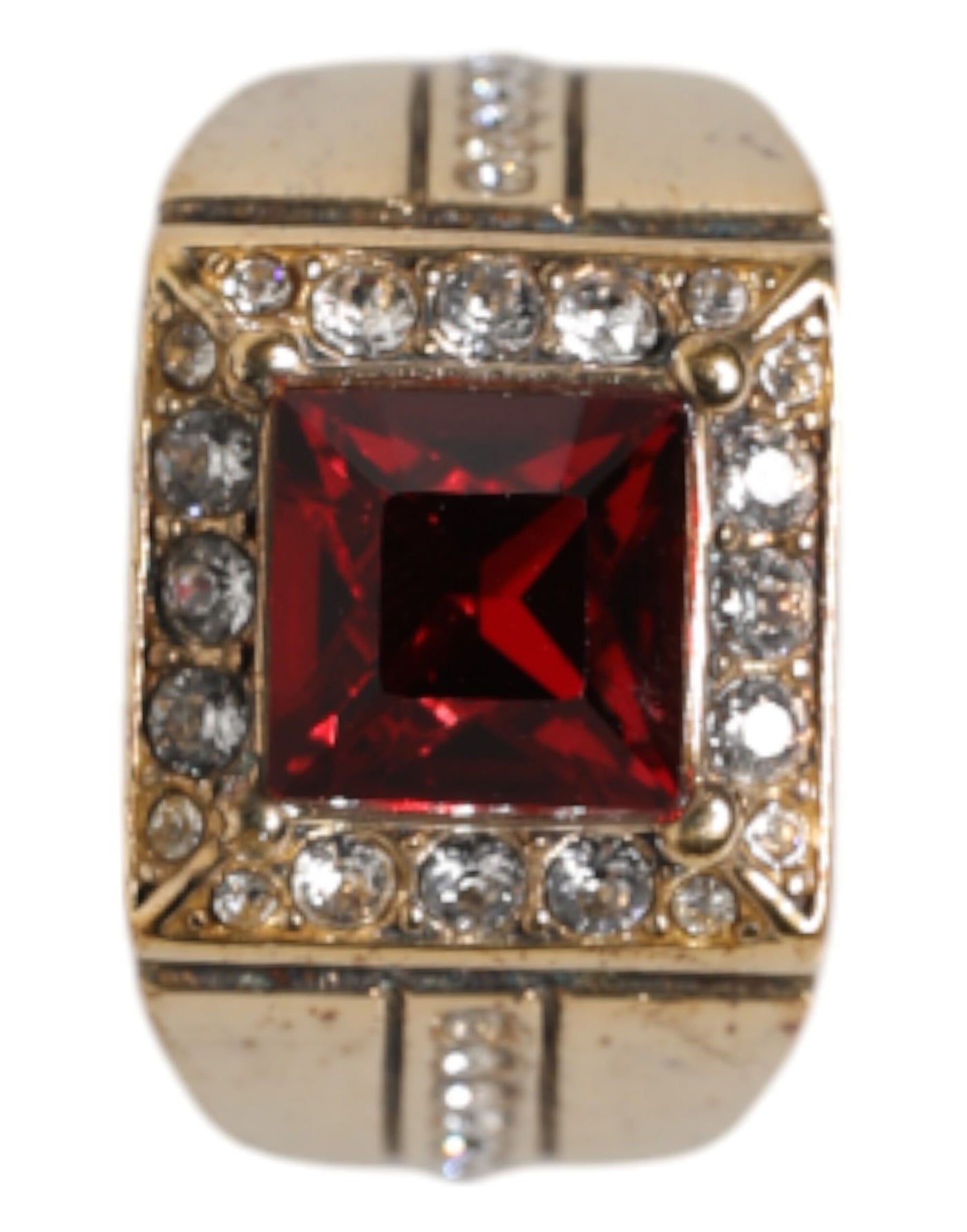Dolce & Gabbana Goldfarbener Sterling Silber 925 Kristalle Ring