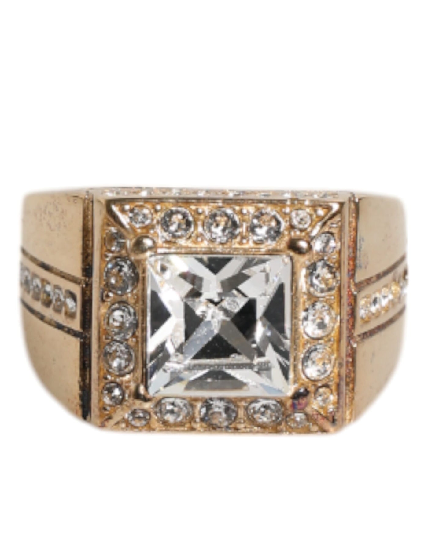 Dolce & Gabbana Goldfarbener Sterling Silber 925 Kristalle Ring