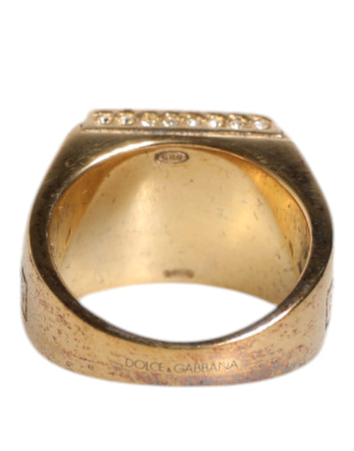 Dolce & Gabbana Goldfarbener Sterling Silber 925 Kristalle Ring