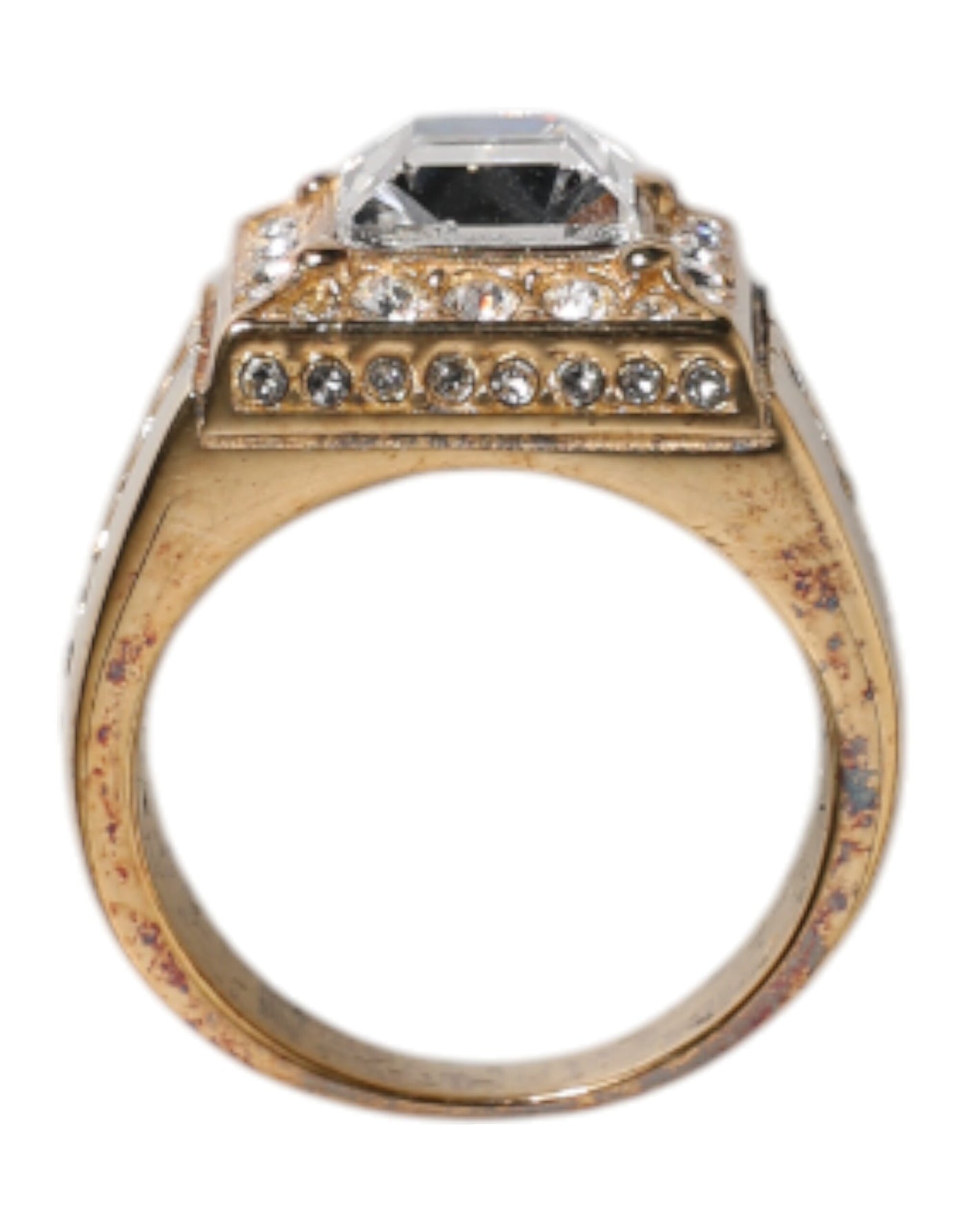Dolce & Gabbana Goldfarbener Sterling Silber 925 Kristalle Ring