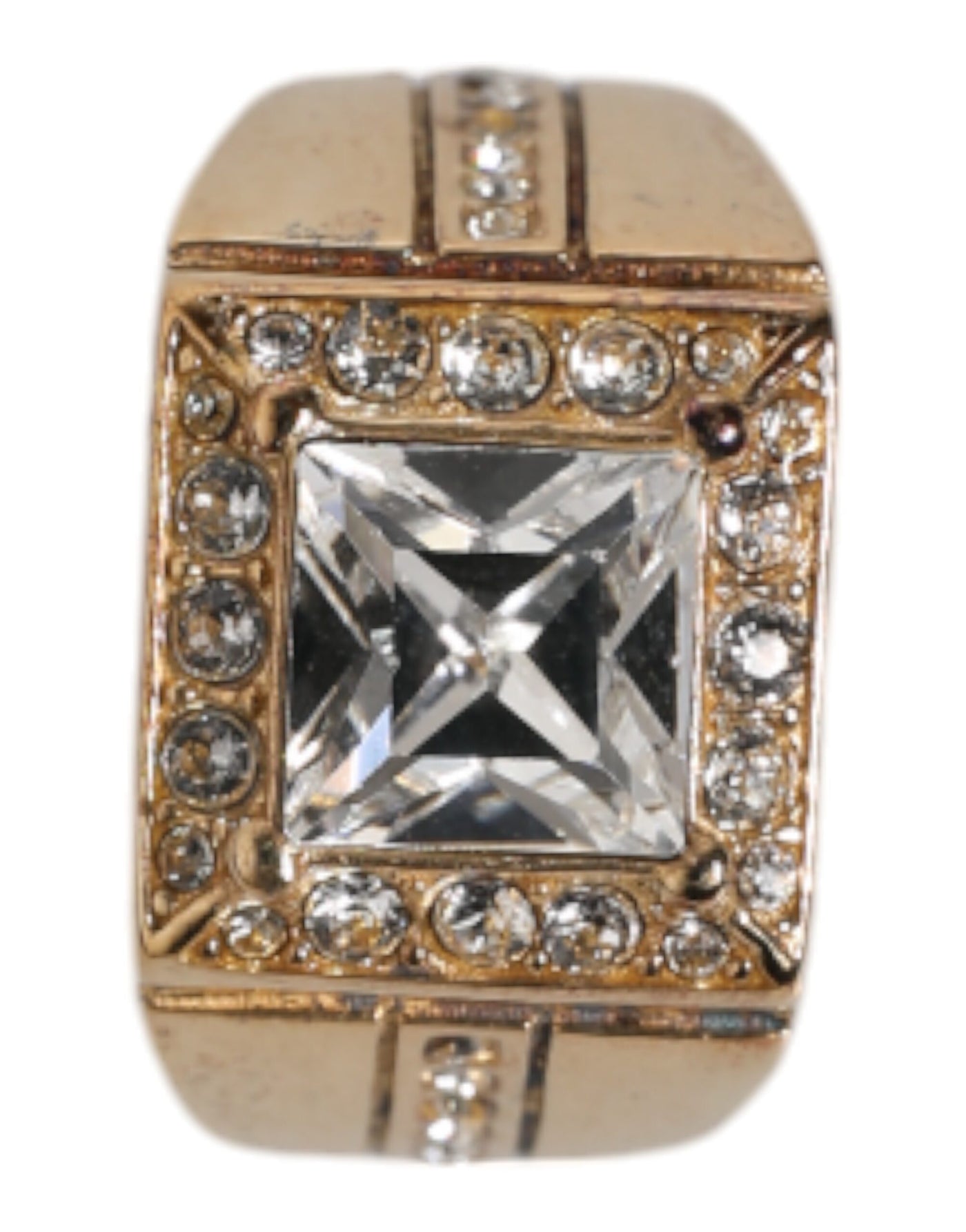 Dolce & Gabbana Goldfarbener Sterling Silber 925 Kristalle Ring