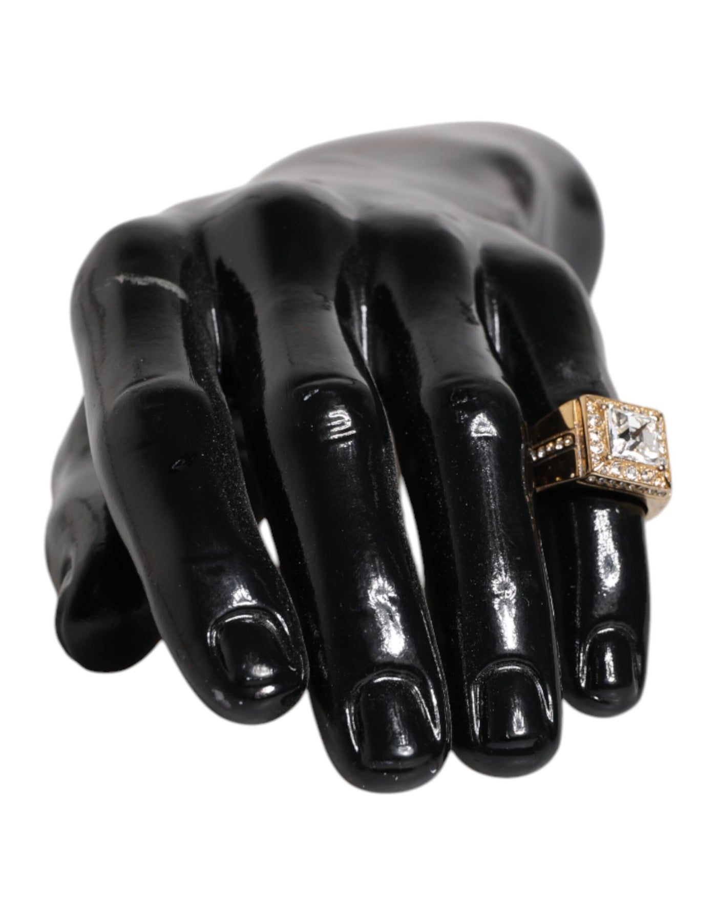 Dolce & Gabbana Goldfarbener Sterling Silber 925 Kristalle Ring