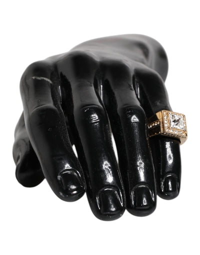 Dolce & Gabbana Goldfarbener Sterling Silber 925 Kristalle Ring