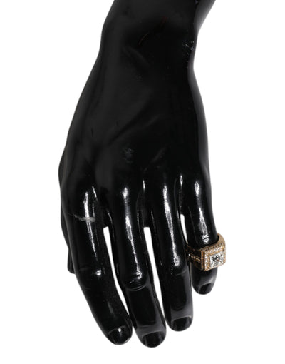 Dolce & Gabbana Goldfarbener Sterling Silber 925 Kristalle Ring