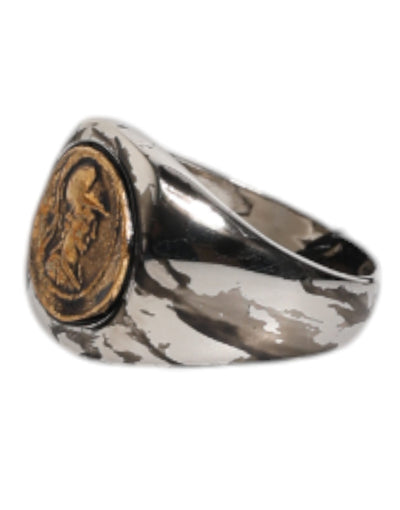 Dolce & Gabbana Silber Ton graviert zwei Farbe Echtmessing Ring