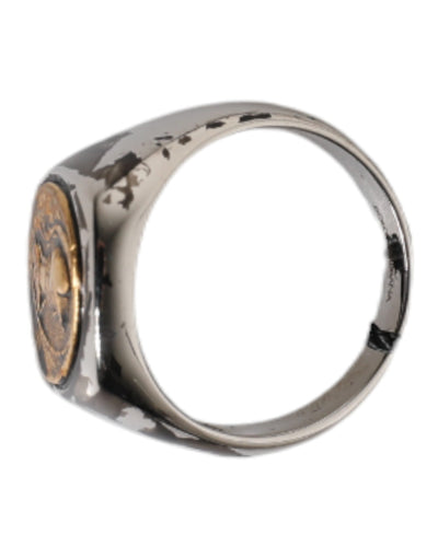 Dolce & Gabbana Silber Ton graviert zwei Farbe Echtmessing Ring