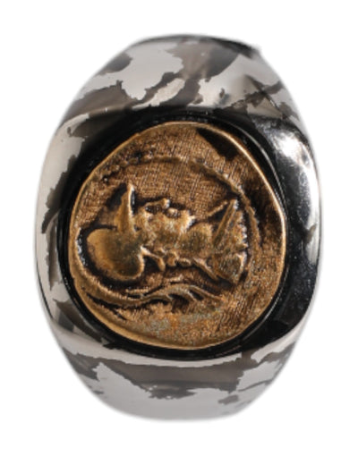 Dolce & Gabbana Silber Ton graviert zwei Farbe Echtmessing Ring