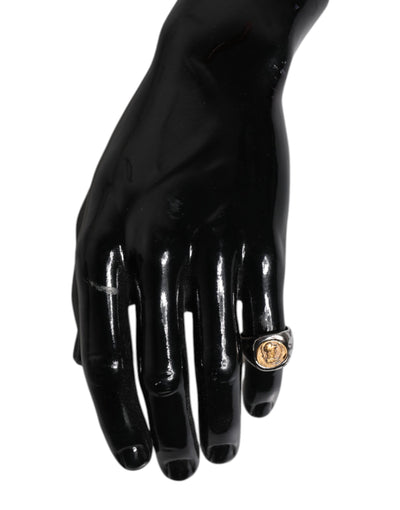 Dolce & Gabbana Silber Ton graviert zwei Farbe Echtmessing Ring