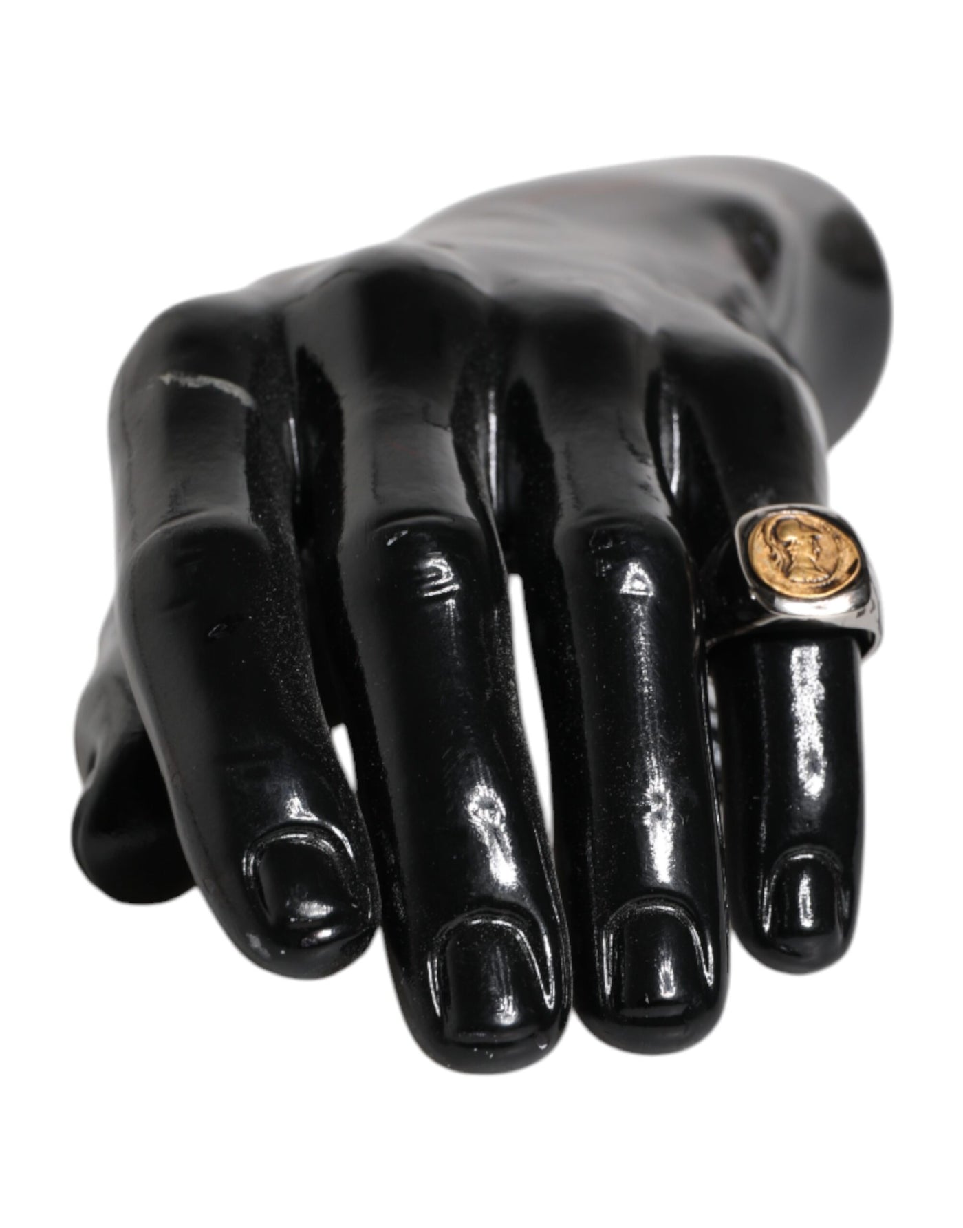 Dolce & Gabbana Silber Ton graviert zwei Farbe Echtmessing Ring