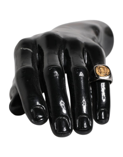 Dolce & Gabbana Silber Ton graviert zwei Farbe Echtmessing Ring