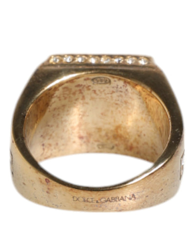Dolce & Gabbana Goldfarbener Sterling Silber 925 Kristalle Ring