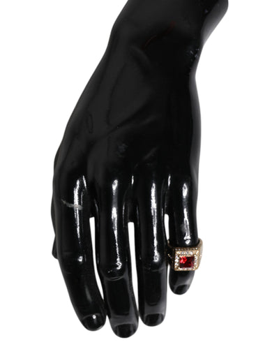 Dolce & Gabbana Goldfarbener Sterling Silber 925 Kristalle Ring