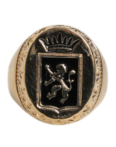 Dolce & Gabbana Gold-Ton graviertes Logo zwei Farbe Schmuck Ring