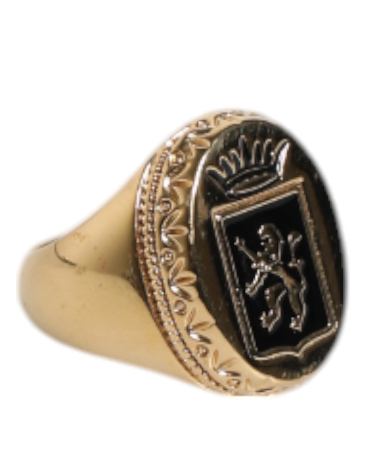 Dolce & Gabbana Gold-Ton graviertes Logo zwei Farbe Schmuck Ring