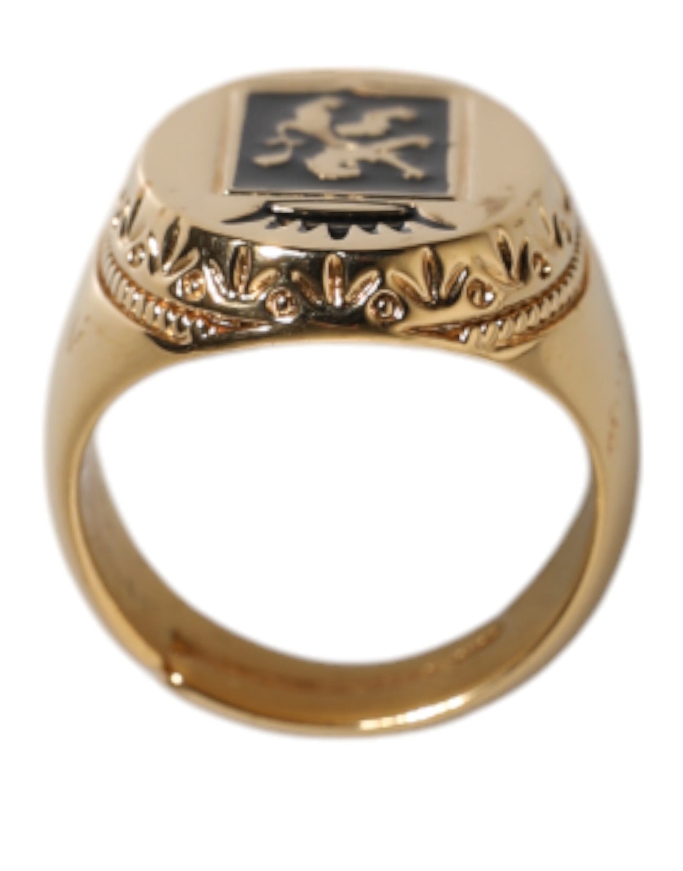 Dolce & Gabbana Gold-Ton graviertes Logo zwei Farbe Schmuck Ring
