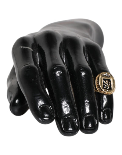 Dolce & Gabbana Gold-Ton graviertes Logo zwei Farbe Schmuck Ring