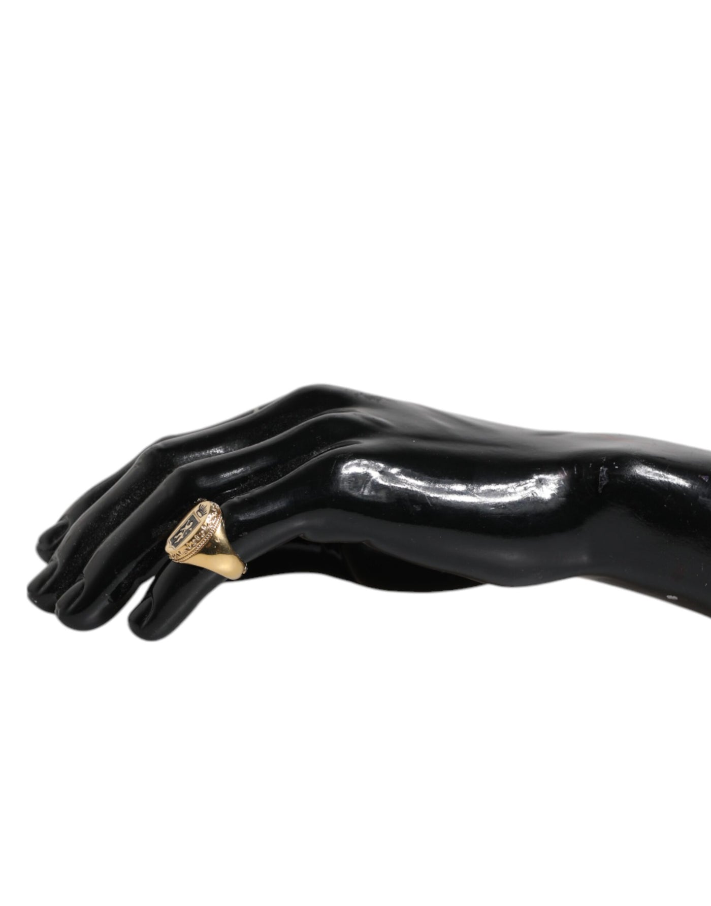 Dolce & Gabbana Gold-Ton graviertes Logo zwei Farbe Schmuck Ring