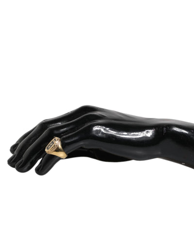 Dolce & Gabbana Gold-Ton graviertes Logo zwei Farbe Schmuck Ring