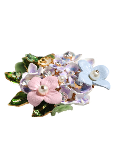 Dolce & Gabbana Multicolor Floral Kristalle Perlen Emaille Akzente Brosche