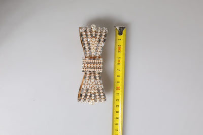 Dolce & Gabbana Gold-Ton Messing Bogen Kristall FauxPearl verschönert Brosche