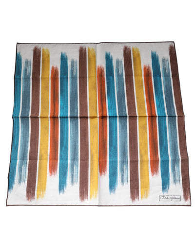 Dolce & Gabbana Multicolor Streifen Baumwolle Quadrat Foulard Schal
