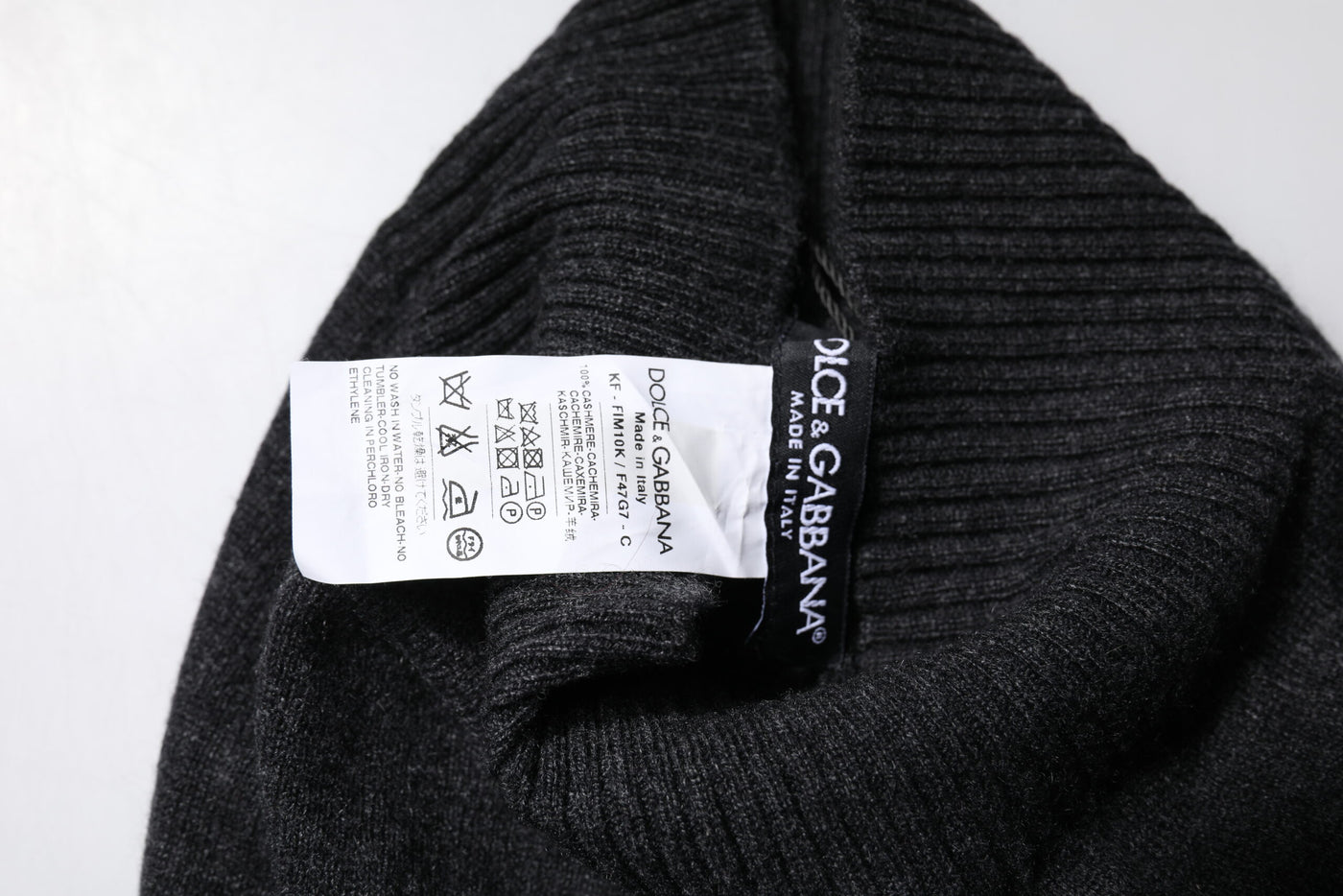 Dolce & Gabbana Schwarzer Kaschmir Strick-Halswärmer Foulard-Schal