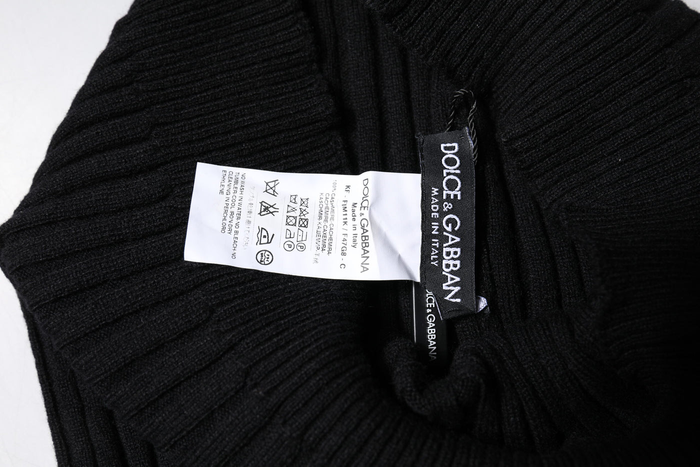 Dolce & Gabbana Schwarzer Kaschmir Strick-Halswärmer Foulard-Schal