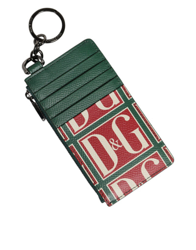 Dolce & Gabbana Grünes Kalbsleder Logo-Druck Monogramm Kartenhalter Brieftasche
