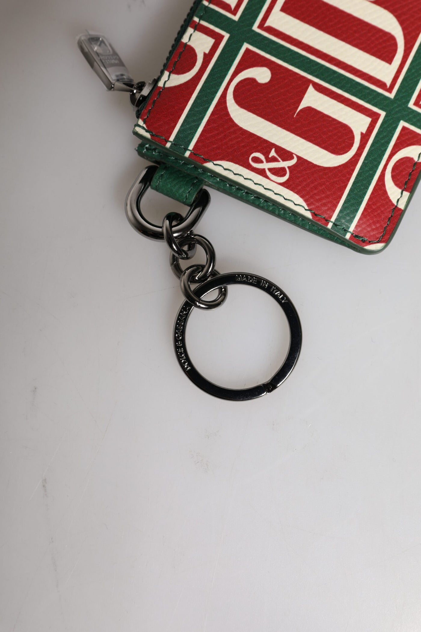 Dolce & Gabbana Grünes Kalbsleder Logo-Druck Monogramm Kartenhalter Brieftasche