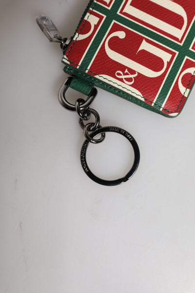 Dolce & Gabbana Grünes Kalbsleder Logo-Druck Monogramm Kartenhalter Brieftasche