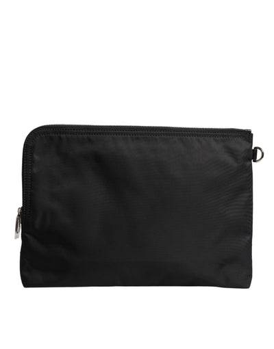Dolce & Gabbana Schwarze DG Milano Print Nylon Pouch Clutch Tasche