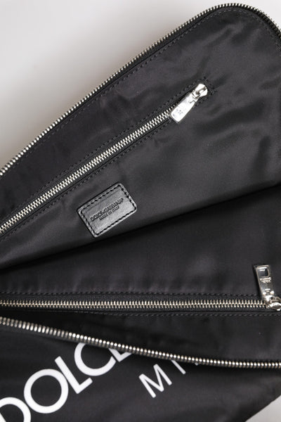 Dolce & Gabbana Schwarze DG Milano Print Nylon Pouch Clutch Tasche