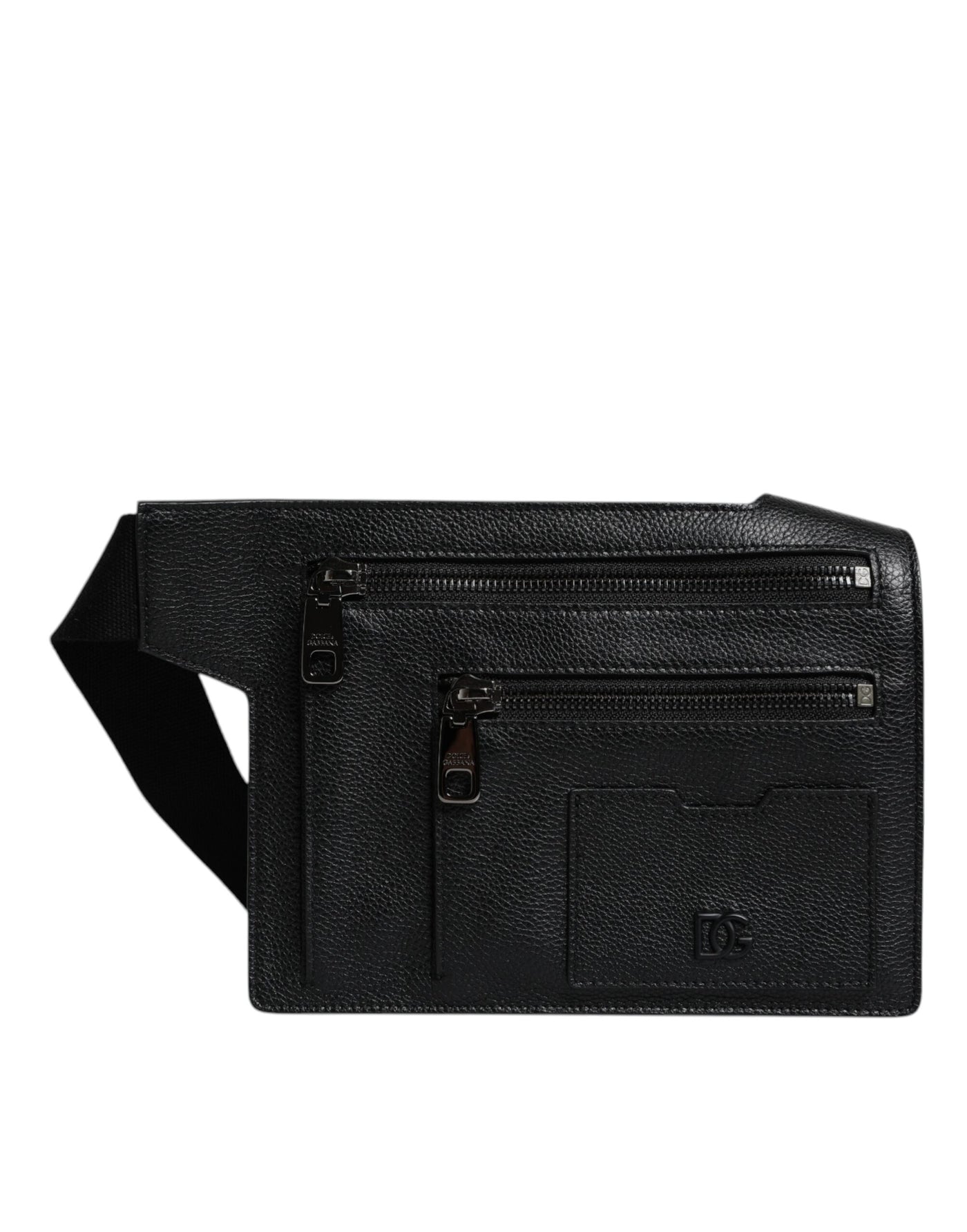 Dolce & Gabbana Schwarze Messenger-Crossbody-Tasche aus Kalbsleder