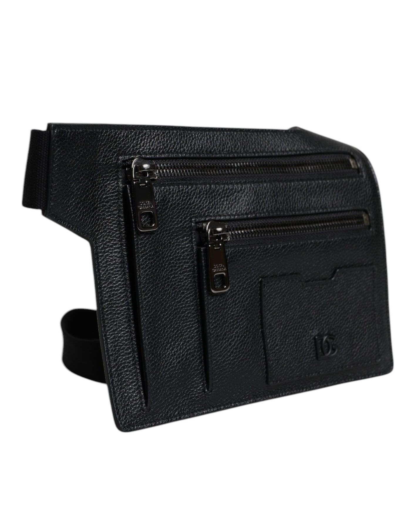 Dolce & Gabbana Schwarze Messenger-Crossbody-Tasche aus Kalbsleder