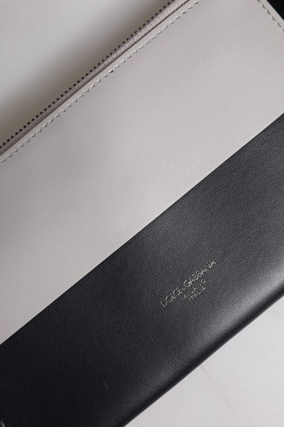 Dolce & Gabbana Schwarz-weißes Leder mit Logo-Prägung Crossbody Bag