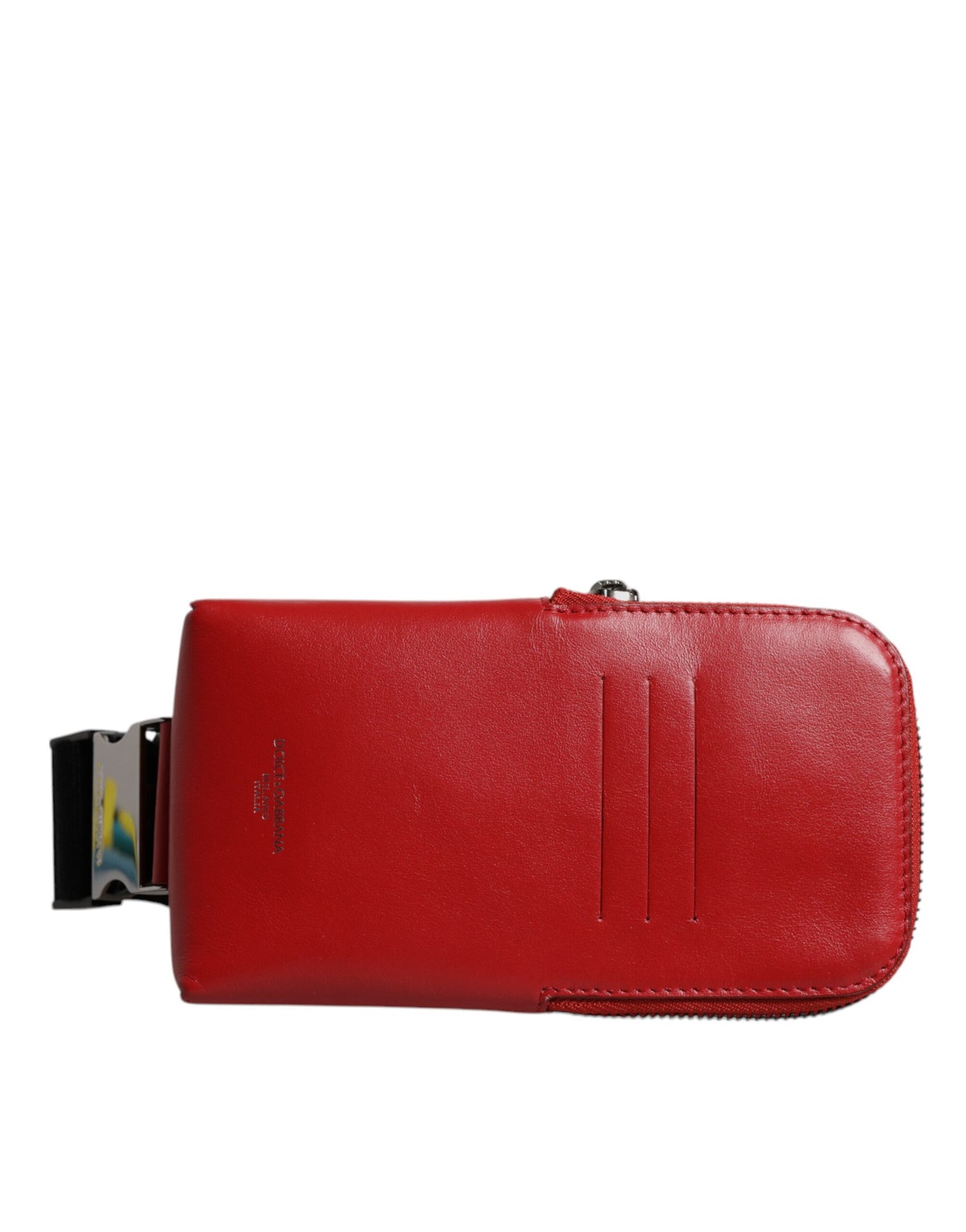 Dolce & Gabbana Rote Kalbsleder Logo Geldbörse Telefon Gürtel Gürteltasche