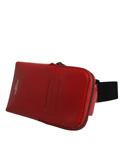 Dolce & Gabbana Rote Kalbsleder Logo Geldbörse Telefon Gürtel Gürteltasche