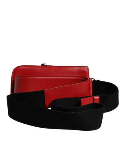 Dolce & Gabbana Rote Kalbsleder Logo Geldbörse Telefon Gürtel Gürteltasche